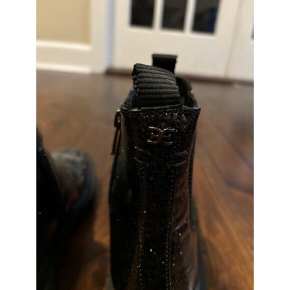 Sam Edelman Girls Boot Size 4 Chelsea Lagoona Glitter Black Lug Heel New - Picture 7 of 9